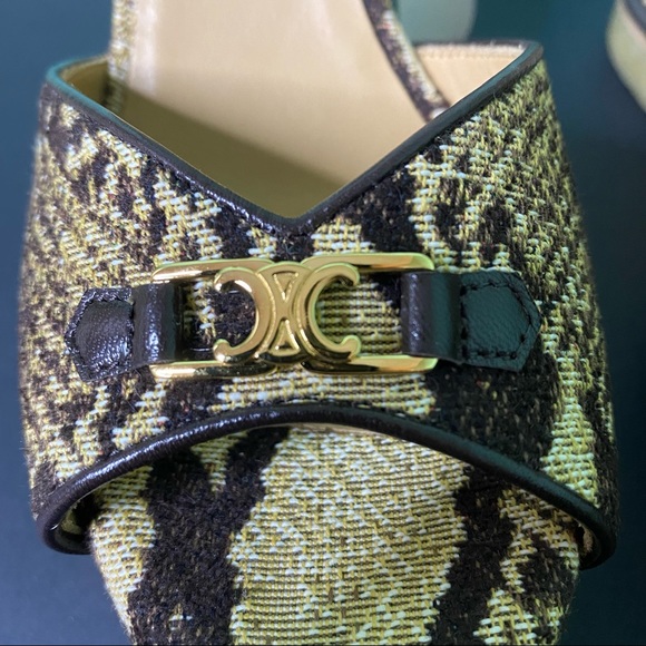 CELINE Jacquard Printed Wedge Sandals - Picture 10 of 15